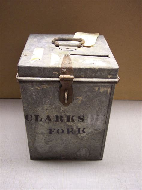 vintage metal ballot box|metal suggestion box.